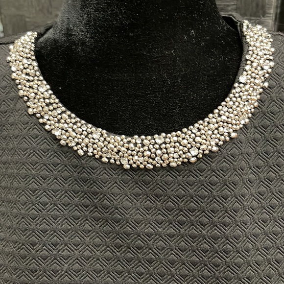 ADRIENNE VITTADINI Beaded Collar Cocktail Blouse - M (Blk) - Picture 2 of 6